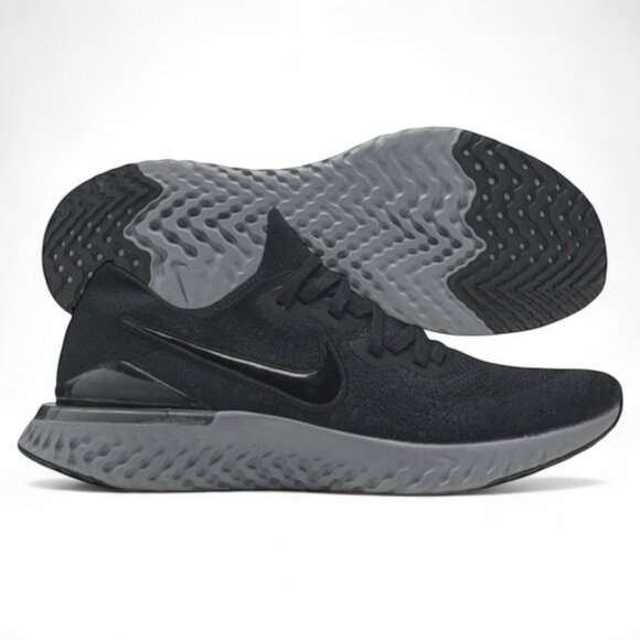 Nike Epic React Flyknit 2 Mens Running Shoes Size 11 Black/Gunsmoke BQ8928 001 - Picture 1 of 7
